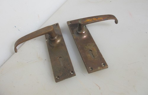 Vintage brass lever - lever, door
